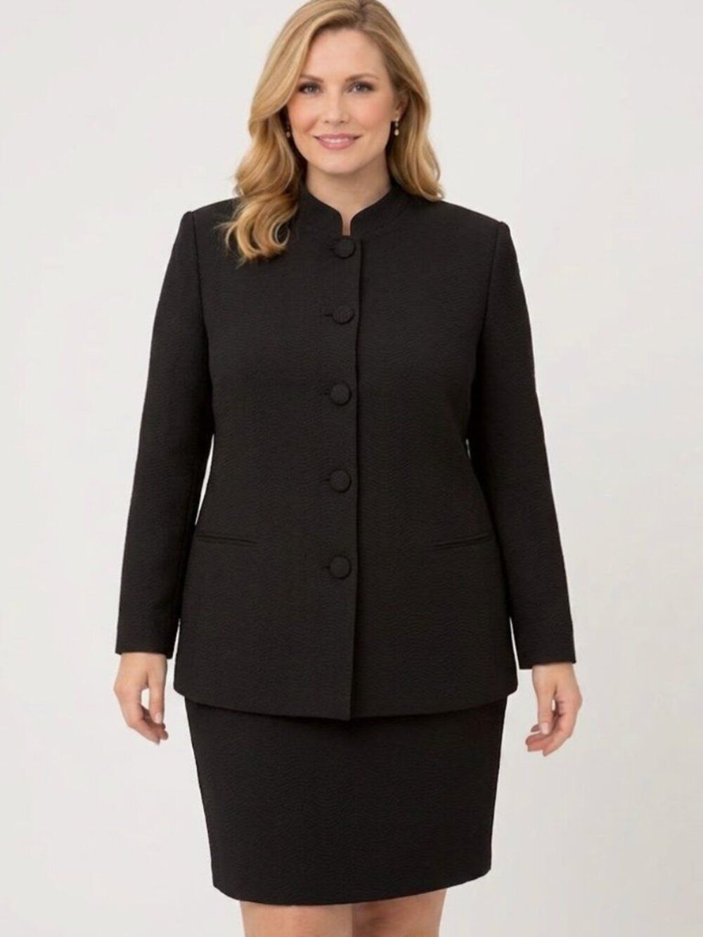 Emanuel Ungaro Vintage Mandarin Collar Jacket & Pencil Skirt Suit Size 10
